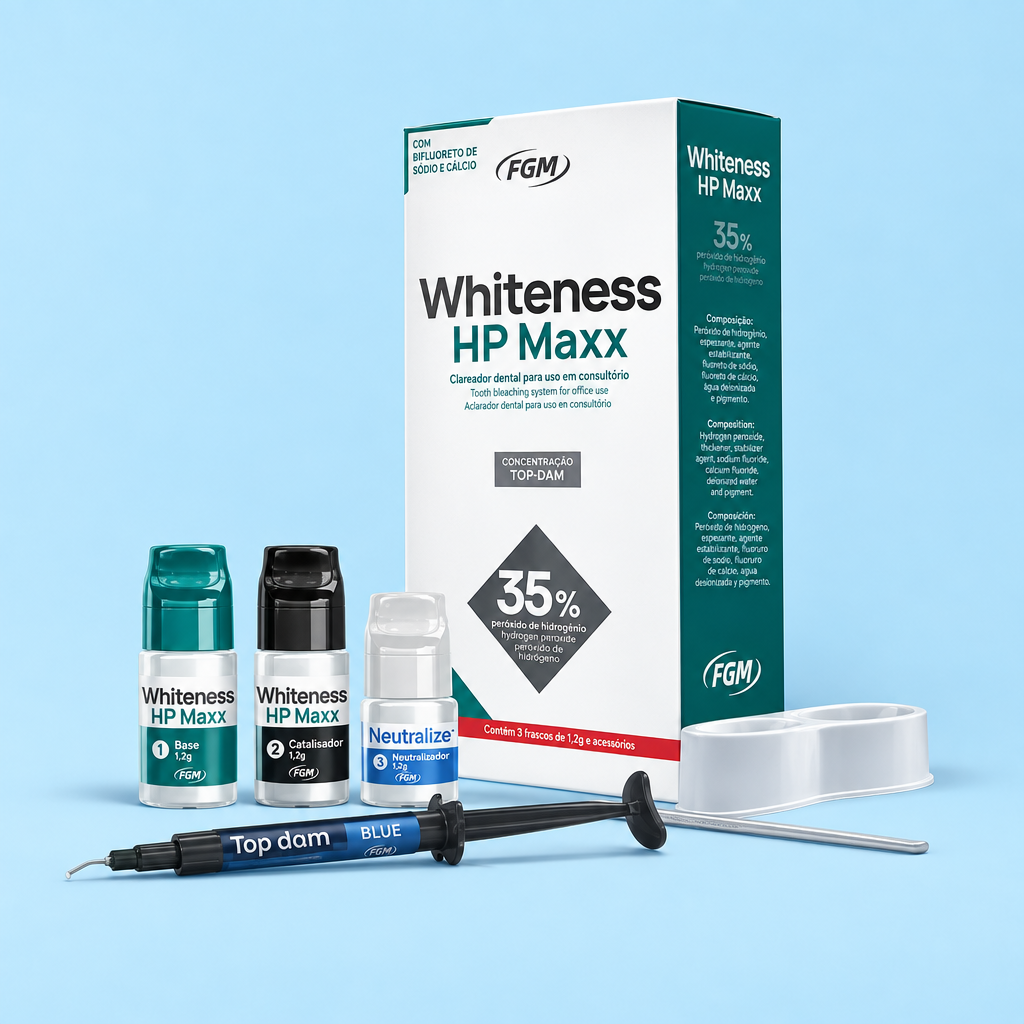 Blanqueamiento Whiteness HP Maxx con fondo y tamaño de Ketac Cem